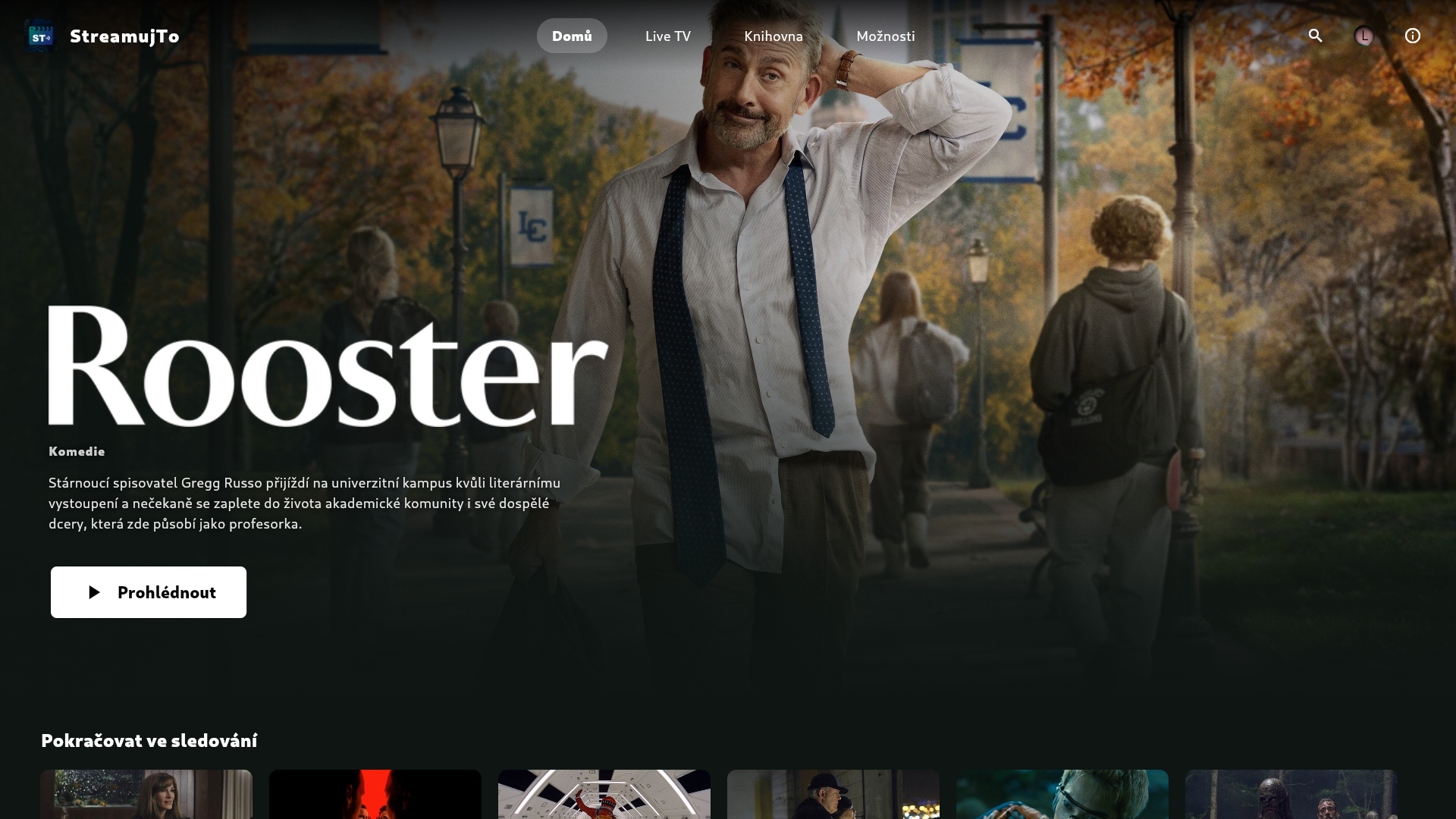 StreamujTo Hlavní obrazovka